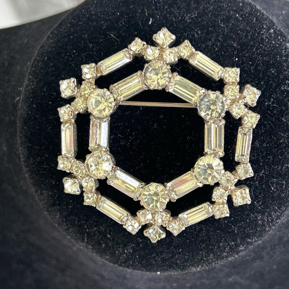 Elegant Silver Crystal Brooch